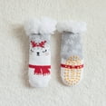 thumbnail image 2 of CUZIBR Girls Funny Socks Cute Christmas Tree Deer Animal Cartoon Print Fuzzy Wool Thick Winter Warm Slipper Socks Anti- Soft Comfy Breathable Boot Crew Socks,Grey,2-4 Years, 2 of 4