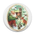 thumbnail image 1 of Christmas Holiday Santa Claus Forest Animals Pinback Button Pin, 1 of 5