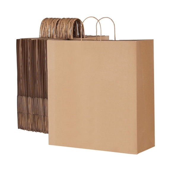 Paper Bags with Handles 100 Pack - 18x7x19 in Black Shopping Bags - Durable Party Gift Bags for Retail, Events, and DIY Crafts