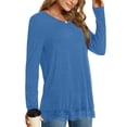 thumbnail image 3 of UVN Fall Tops for Women Long Sleeve Lace Trim V Neck Blouses Dressy Casual A Line Tunic Shirts, 3 of 8