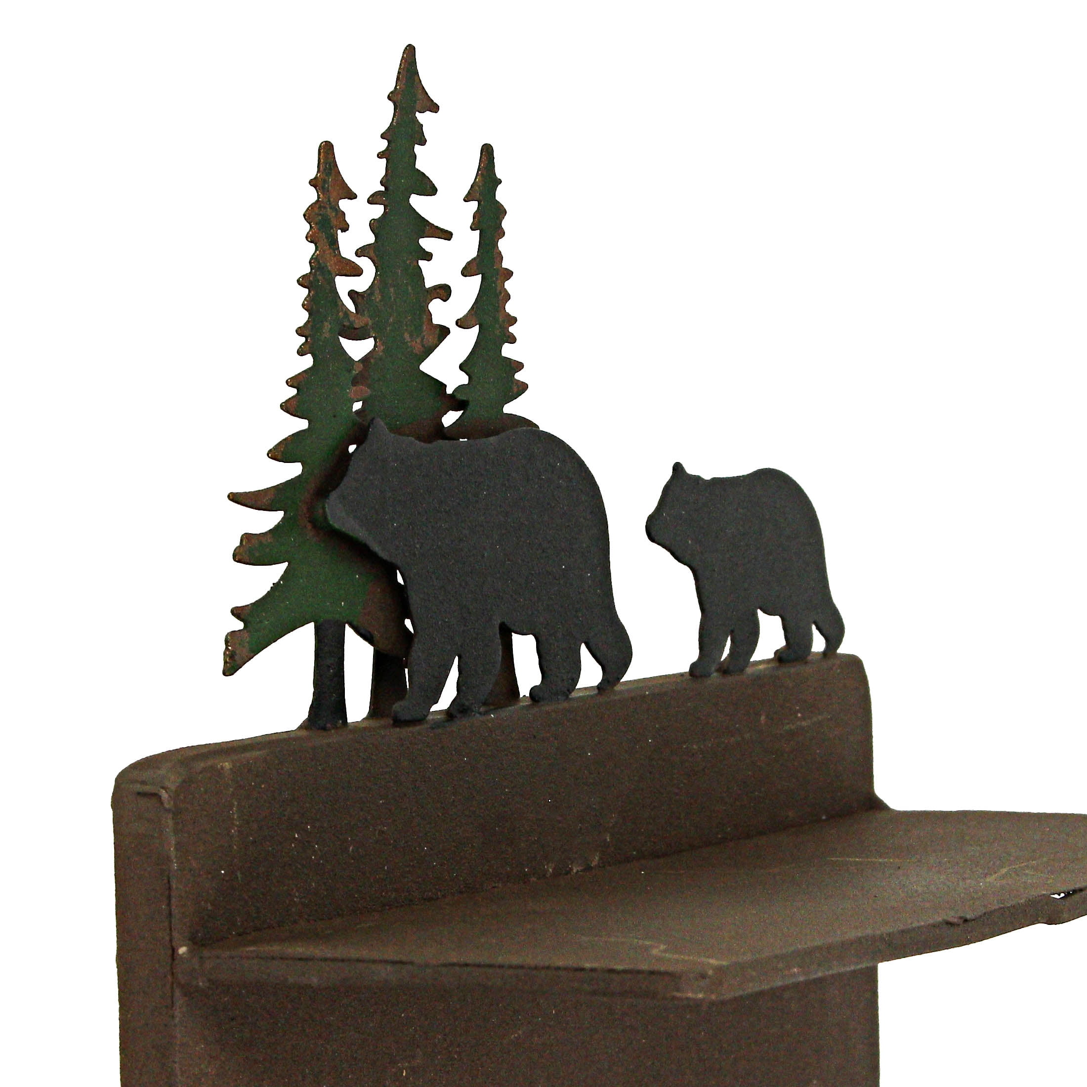 Mayrich Brown Metal Walking Bear Toilet Paper Roll Holder With Phone Shelf