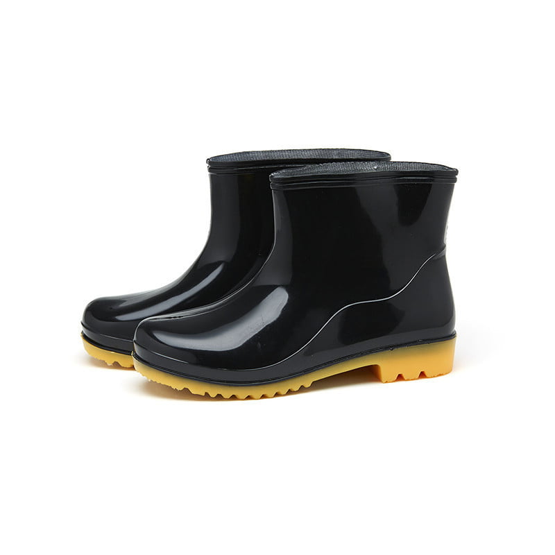 Men'S Multi-Season Rain Boots Warm Waterproof Anti-Slip Black PVC Adult ...