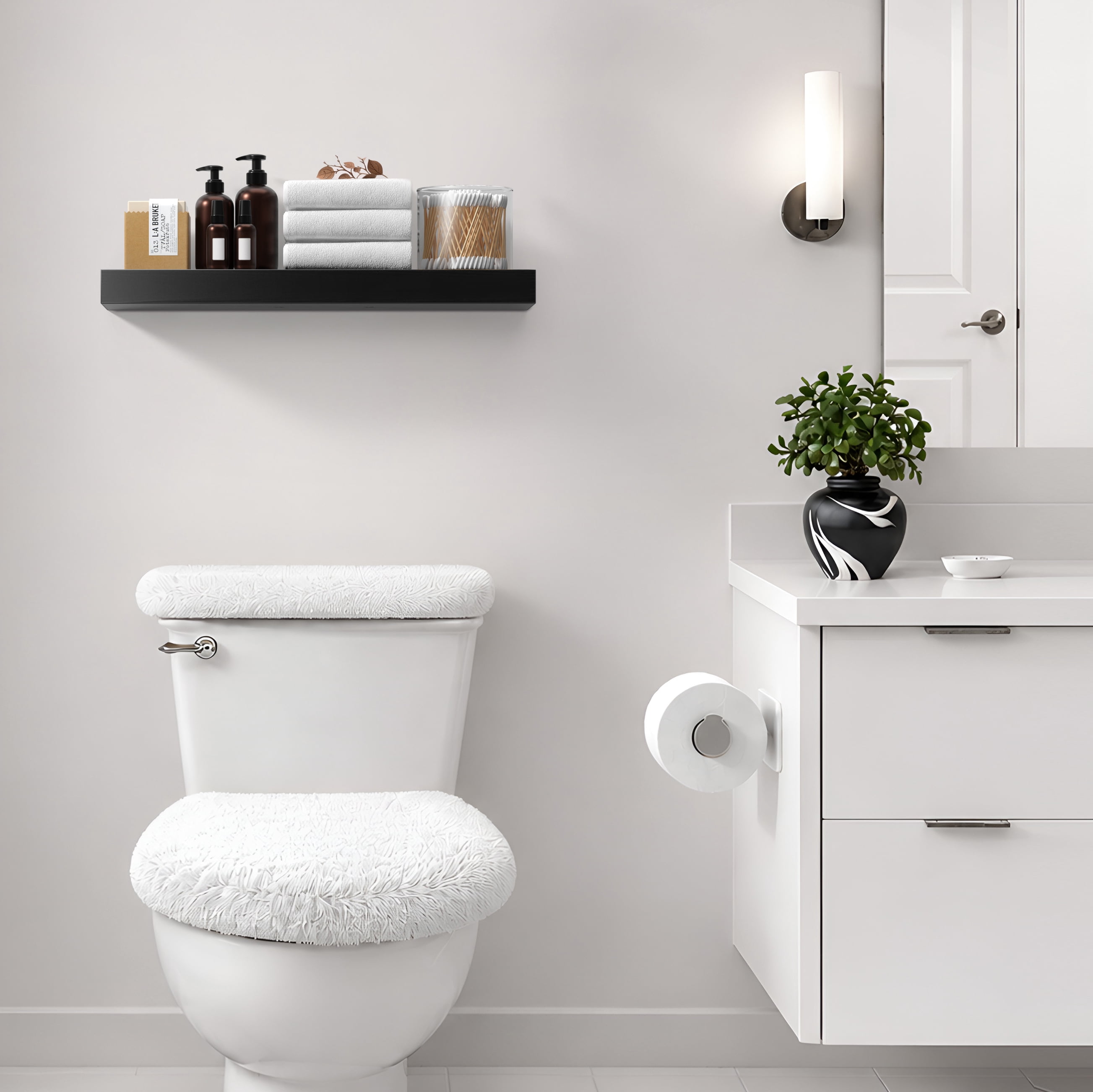 Sorbus 24" Floating Wall Shelf, Black, Invisible Brackets, Bathroom, Bedroom & Home Décor