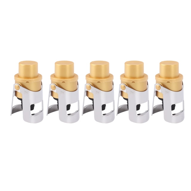 Tapón para champán, 5 paquetes, tapón dorado para botella de champán y vino, funcionamiento suave