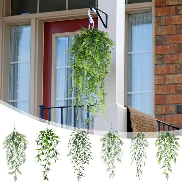 Decoración simulada de ratán para tapices de pared - hojas de plástico verde de 31,9 pulgadas para bodas, banquetes, balcones y decoración del hogar