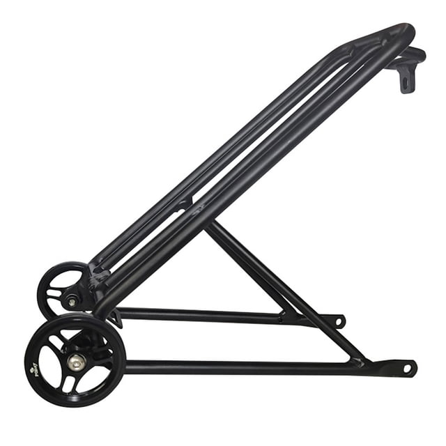 PODAY Foldable Bicycles Aluminum Alloy Rear Shelf Bikes Back Racks with Wheels Riding Luggage Accessory Replacement for Brompton Black