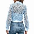 thumbnail image 3 of Gynyvoja Women Lace Cropped Bombers Jacket Long Sleeve Zip Up Sheer Lightweights Cardigan XXL, 3 of 7