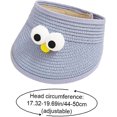 thumbnail image 4 of Sombrero de paja con ojos grandes para niños (gris azul, ajustable 44-50 cm), visera para el sol para niños, visera para el sol, sombrero suave de dibujos animados lindo, sombrero de playa, 4 of 5