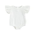 thumbnail image 1 of Gupgi Solid Color Rompers for Baby Girls Round Neck Fly Sleeve Bodysuits Infant Summer Bodysuits, 1 of 8