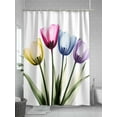 thumbnail image 5 of Colorful Tulip Floral Shower Curtain, Watercolor Flowers Bathroom Decor Curtains Set with Hooks, Waterproof Fabric Home Accessories， 72 X 72 Inch Long, 5 of 6