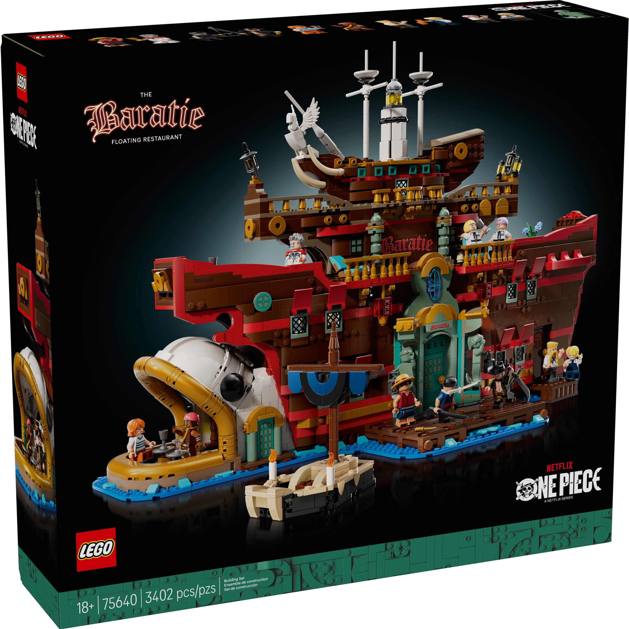 LEGO ONE PIECE The Baratie Floating Restaurant 3D Puzzle for Adults - Collectible Building Blocks for Anime Fans, 18+ - Arts and Crafts DIY Kit W/10 Minifigures - Gift Idea for Birthdays -  75640