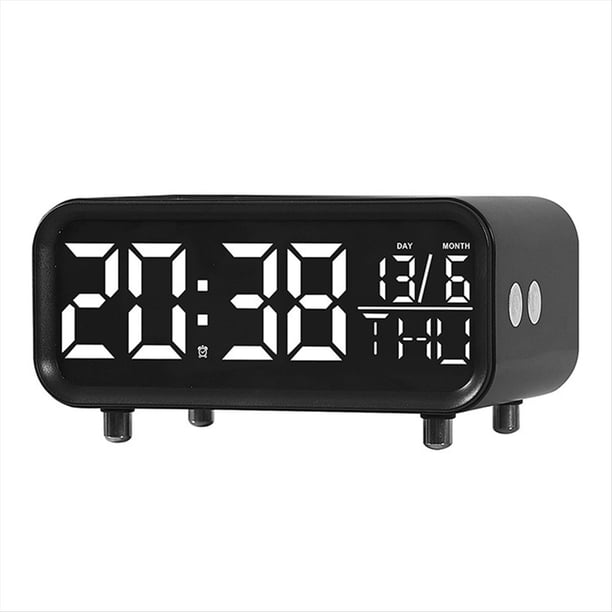 Reloj de Escritorio con Carga Inalámbrica LED, Luz Multifuncional, Reloj Despertador de Hotel Simple, Decoración , Color Negro