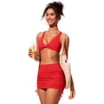 thumbnail image 3 of Top de Bikini CRZ YOGA con Escote en V y Diseño Cruzado Rojo L, 3 of 5