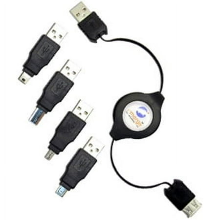 retrak retractable usb 2.0 cable with 4 adapter tips (etcableru2m)