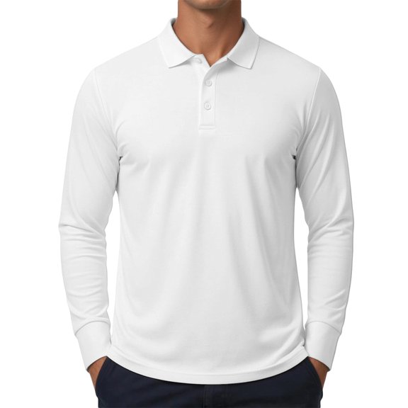 Gaexia Men's Button Down Long Sleeve Polo Shirt Casual Breathable Soft Fabric Stylish Versatile Daily Golf Polo