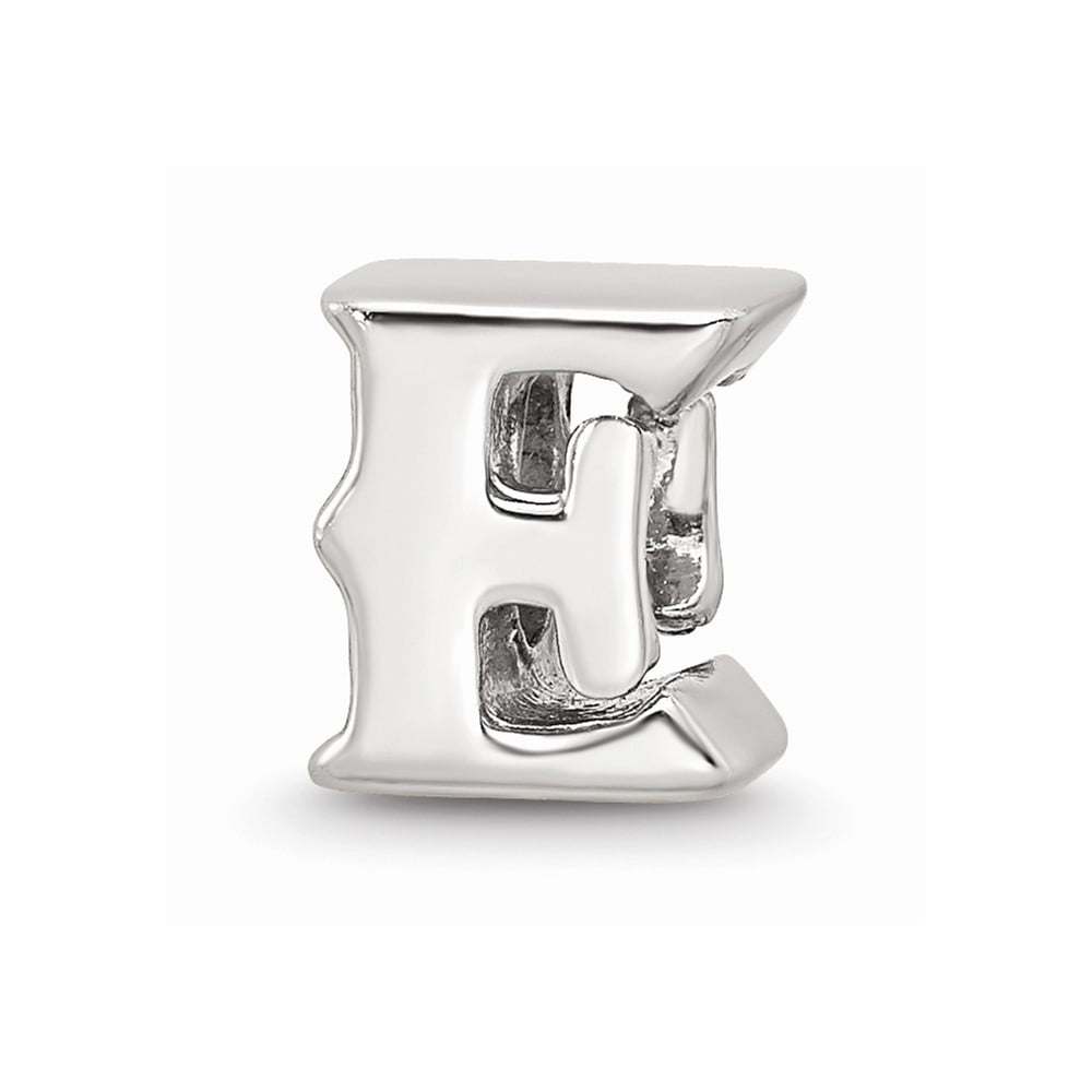 925 Sterling Silver Reflections Letter E Bead; for Adults and Teens; for Women and Men