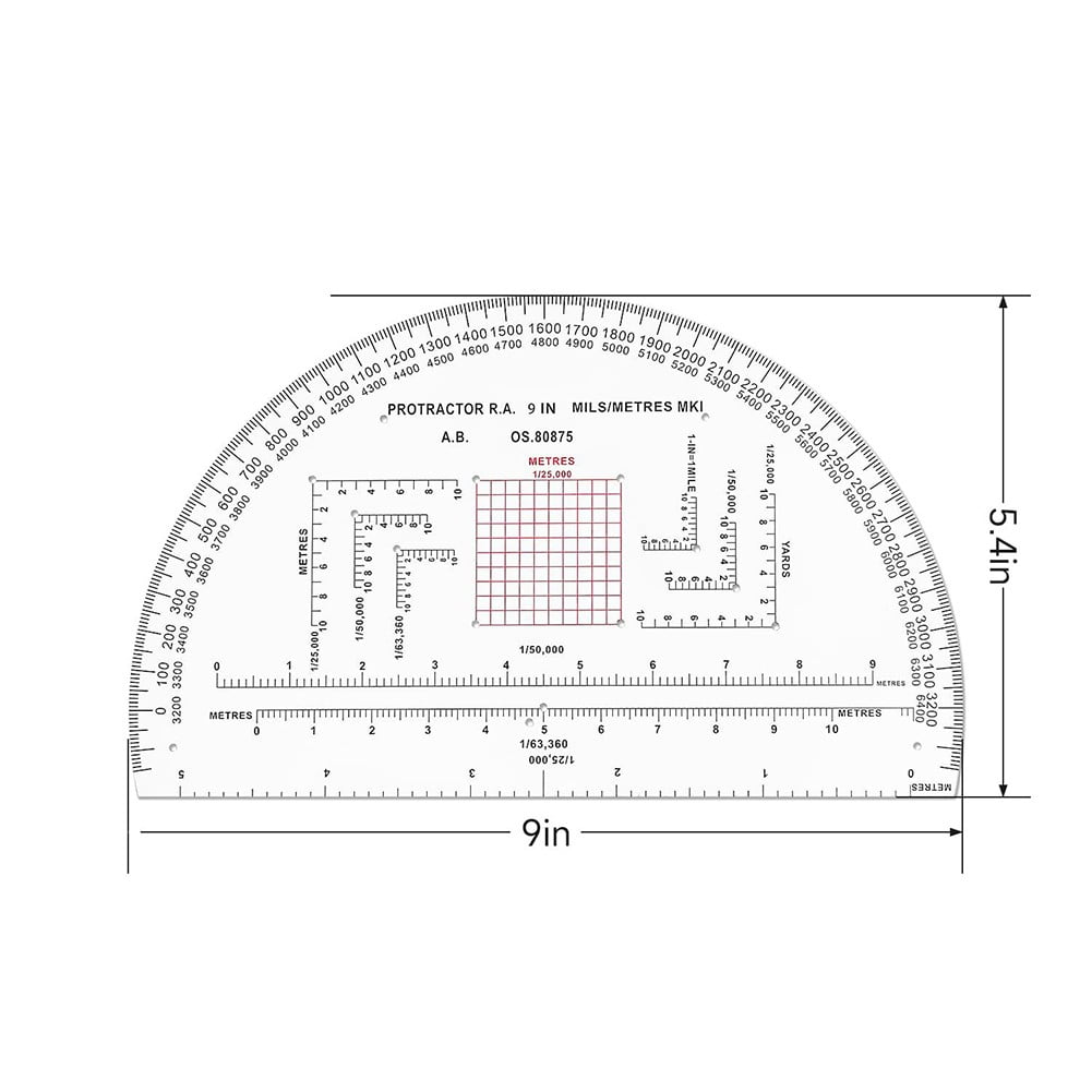 Protractor Coordinate Scale Navigation For Reading Maps With Ruler For G2Ab Mp-1 Fangkenuo