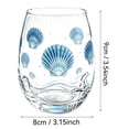 thumbnail image 2 of Nautical Stemless Wine Glass Watercolor Sea Life Design Clear Drinking Tumbler Beach Style Glass Cup for Water Wine Cocktail Ocean Decor, 2 of 7