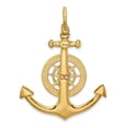 thumbnail image 4 of 14K Yellow Gold Polished Finish 3-Dimensional Large Anchor with Nautical Boating Compass Design Charm Pendant, 4 of 4