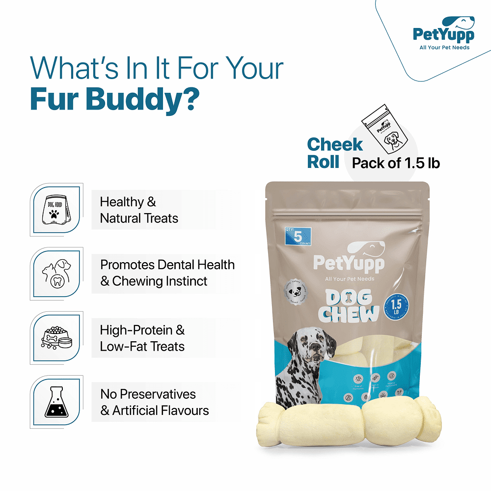 PetYupp Beef Cheek Rolls 6 Inch Dog Chew Treats 5 Count