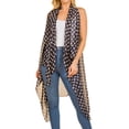 thumbnail image 1 of Open Front Draped Sheer Lightweight Cardigan Long Vest Little Bird Print, 1 of 3