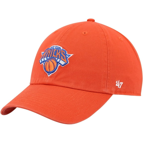 Men's '47  Orange New York Knicks Core Logo Clean Up Adjustable Hat