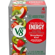 V8 +Energy Sparkling Strawberry Kiwi Juice Energy Drink, 11.5 fl oz Can, 4 Count