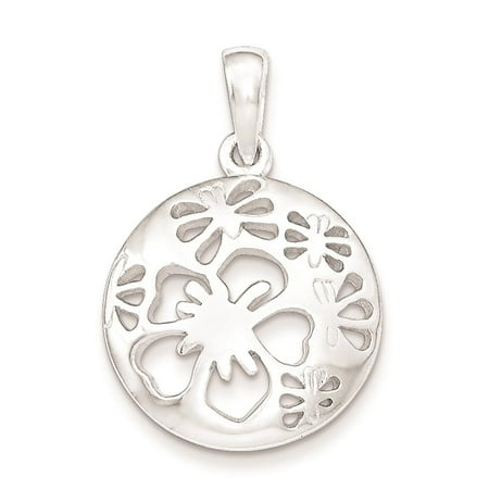 925 Sterling Silver Polished Cut-Out Flower Charm Pendant