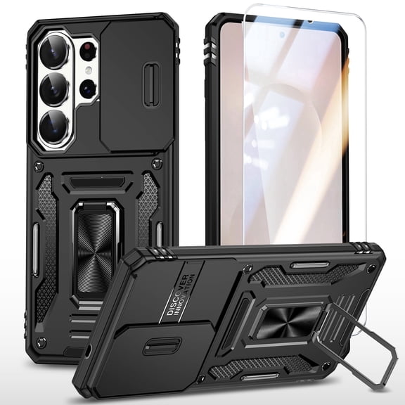 ANTSHARE for Samsung Galaxy S26 Ultra 5G Case with HD Screen Protector & Slide Camera Cover & Rotated Ring Kickstand, [Military-Grade] Phone Case for Galaxy S26 Ultra 5G