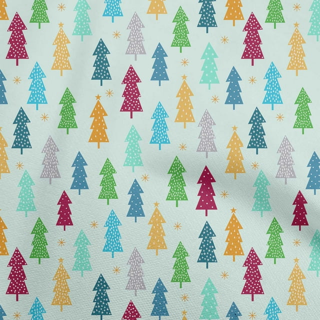 oneOone Cotton Silk Baby Blue Fabric Tree Sewing Material Print Fabric By The Yard 42 Inch Wide