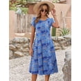 thumbnail image 5 of Zeagoo Summer Dresses for Women 2025 Casual Midi Dress A Line Pleated Sundress Short Sleeve Dress Flare Sundress, 5 of 7