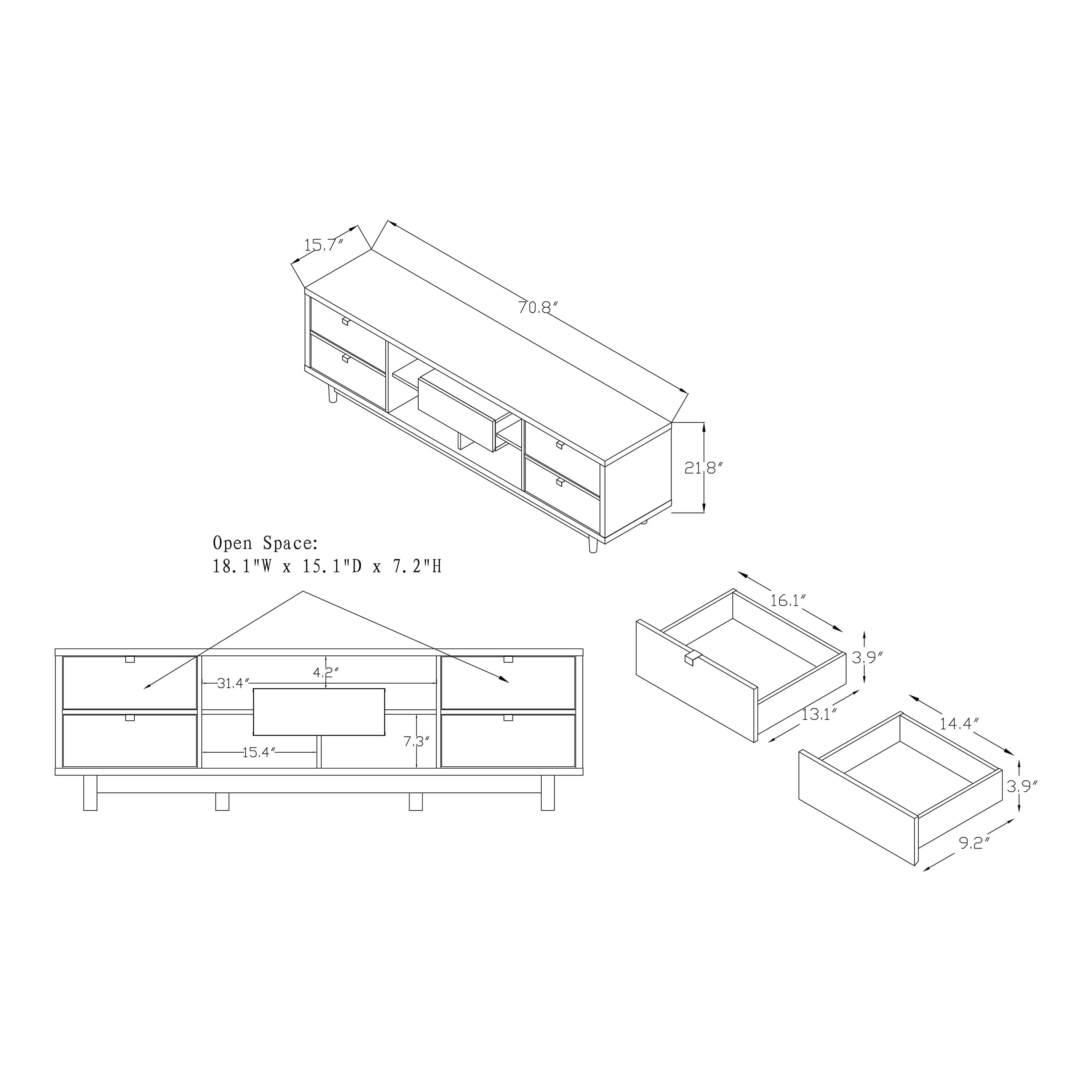 Furniture of America Moddan TV Stand for TVs up to 78", White