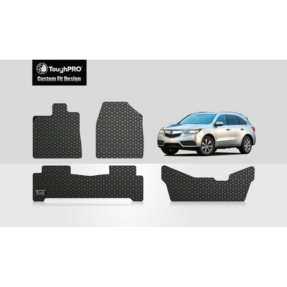 ToughPRO - ACURA MDX Front, 2nd & 3rd Row Mats - All Weather - Heavy Duty - Black Rubber - 2018 2018 Acura Mdx All Weather Floor Mats
