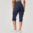 thumbnail image 5 of QATAINLAV Women's Cargo Capris Lightweight Casual Cropped Hiking Pants Multi Pocketed Outdoor Athletic Travel Cropped Trousers Dark Blue L, 5 of 8