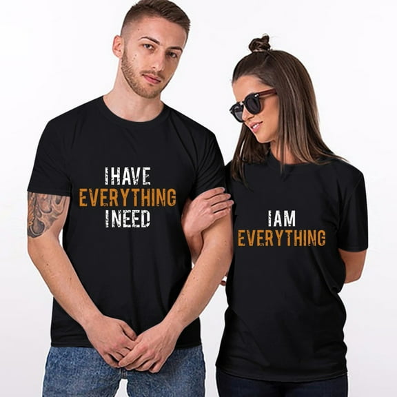 EQWLJWE Wedding Matching Valentine's Day T-Shirt Couples T-Shirts for Boyfriend & Girlfriend Letter Print Tees