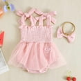 thumbnail image 4 of Gubotare Baby Girl Outfits Baby Girl Summer Clothes Ruffles Ribbed Knit Romper Dress Jumpsuit Bodysuit with Headband Cute Outfit Set 0 3 6 9 12 18 24 Months ( Red,Size 3-6 Months), 4 of 6