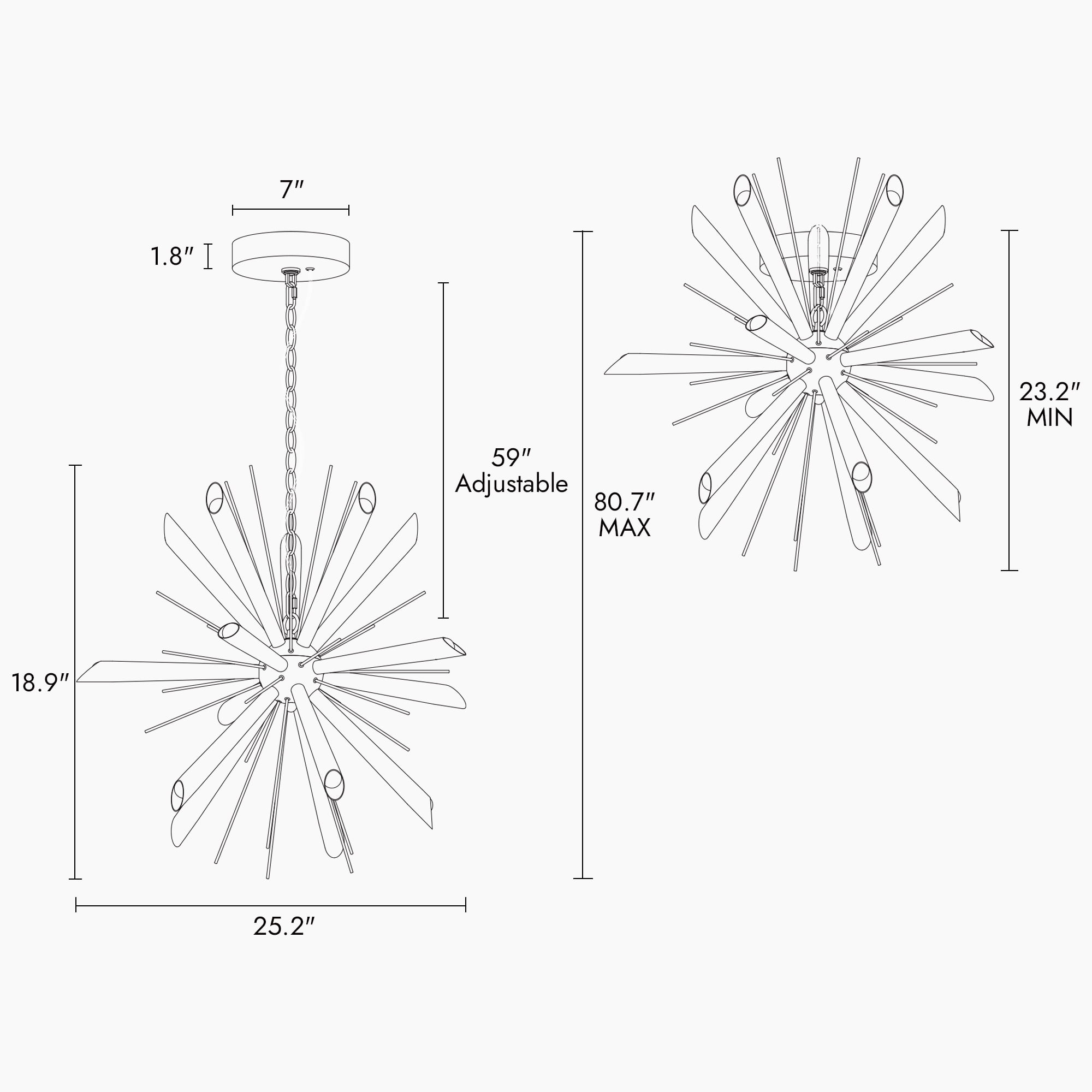 Mid-Century Modern 15-Light Gold Sputnik Chandeliers for Dining Room