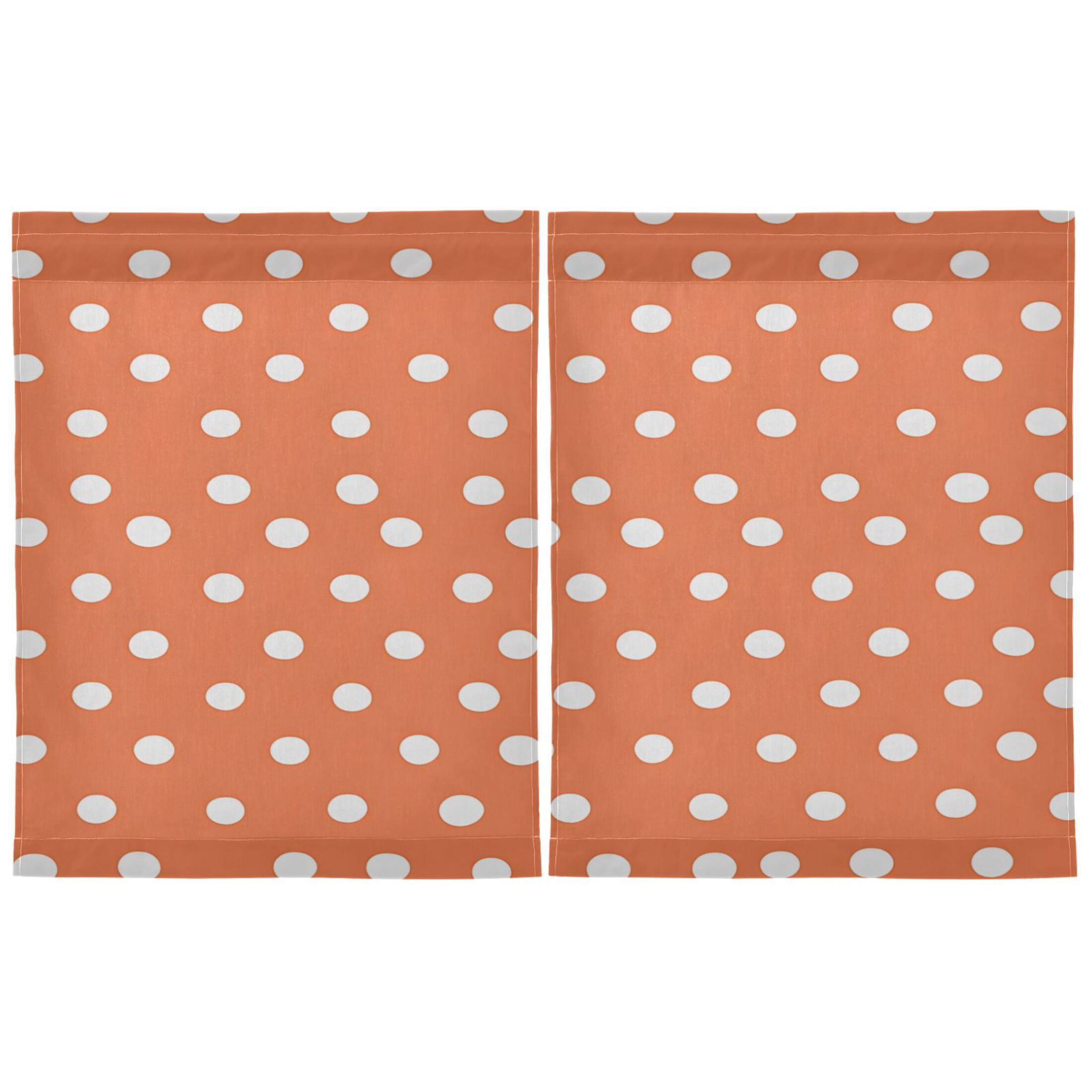 White Polka Dots 27"x36" Linen Look Cafe Curtain Set with Privacy and UV Protection