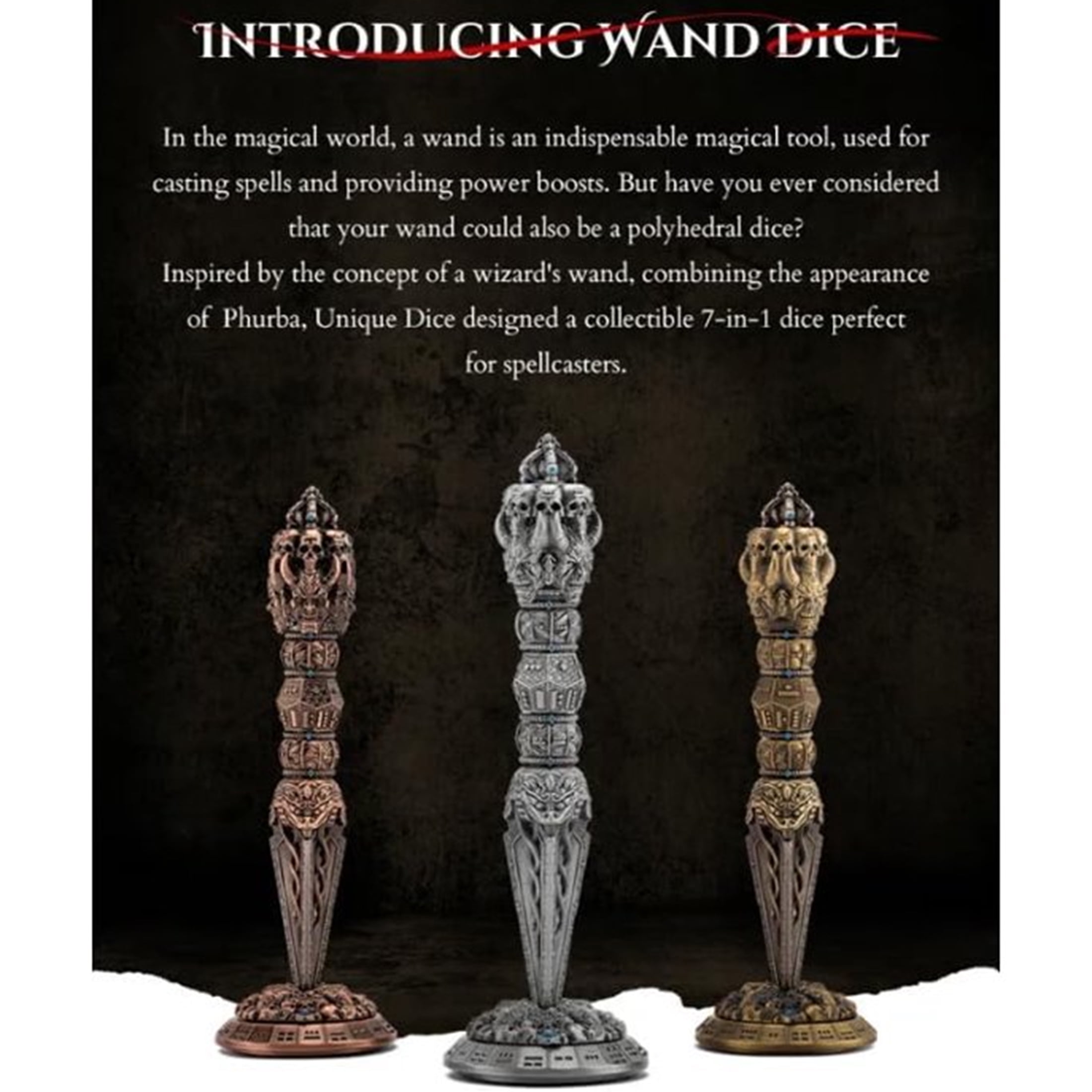 Wand Dice Unique Dice DND Roulette Dice Spinner for Dungeons and Dragons, Metal Dice Sets, for Role Playing Steampunk Theme Games