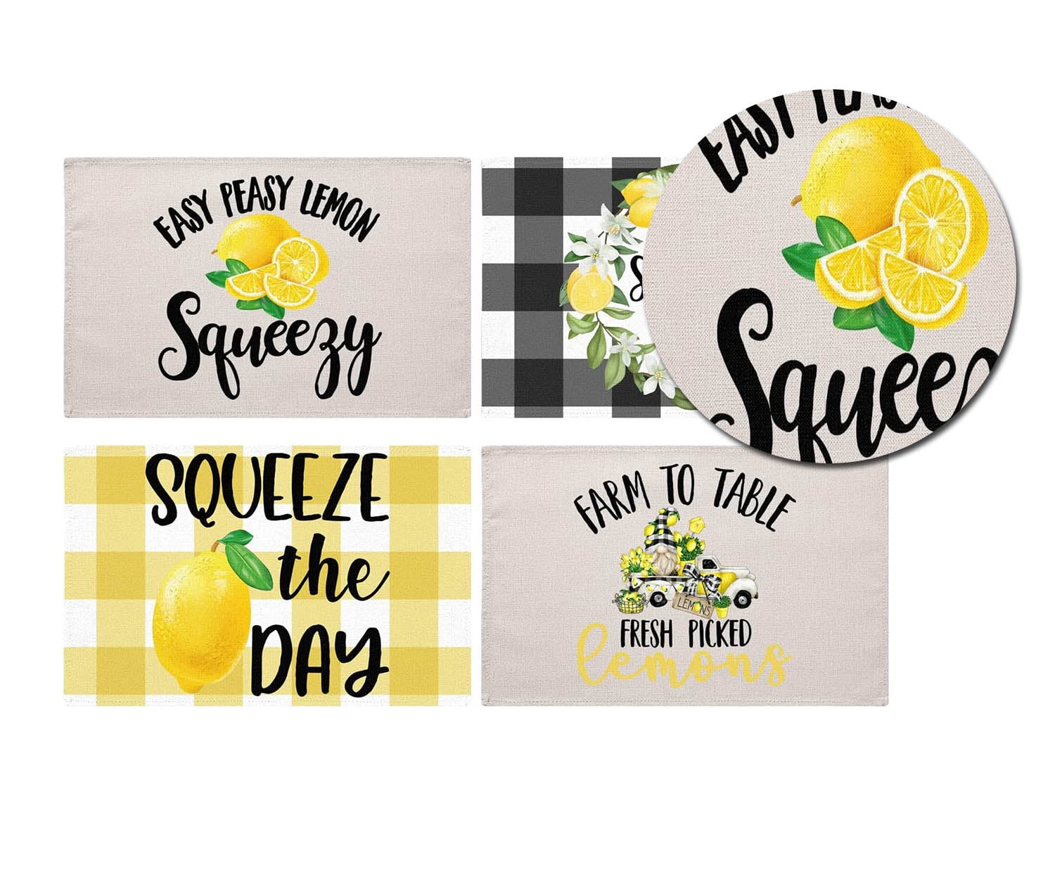 Lemon Placemats Set of 4 18x12 Inch