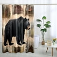 thumbnail image 2 of Cabin Bear Shower Curtain Vintage Hunting Lodge Shower Curtains Rustic Country Farmhouse Wildlife Themed Bathroom Decor Polyester Fabric-72" x 72", 2 of 6