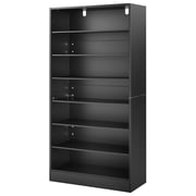 KFFKFF 7-Tier Media Storage Cabinet, 27.56 x 11.81 x 55.12 in Organizer for CDs, DVDs, Books, and Games, Multimedia Shelf for Living Room, Office, or Recording Space