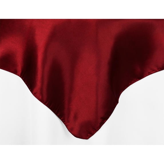 1 Pc, Square 54" Satin Table Overlay - Burgundy For Wedding Or Event Decor
