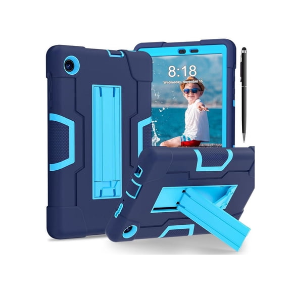 Case for TCL Tab 8 LE 9137W / TCL Tab 8 WiFi 9132X Kickstand, Heavy Duty Shockproof Protective Cover with Stylus Pen