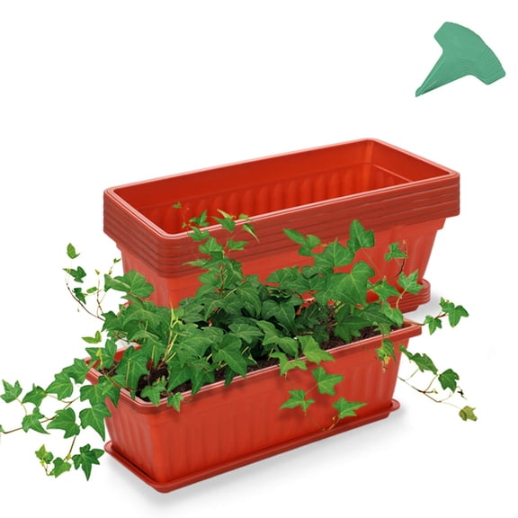 GROWNEER 6 Packs 17 Inches Terracotta Color Flower Window Box Plastic Vegetable Planters with 15 Pcs Plant Labels, for Windowsill, Patio, Garden, Home Dcor, Porch Visit the GROWNEER Store