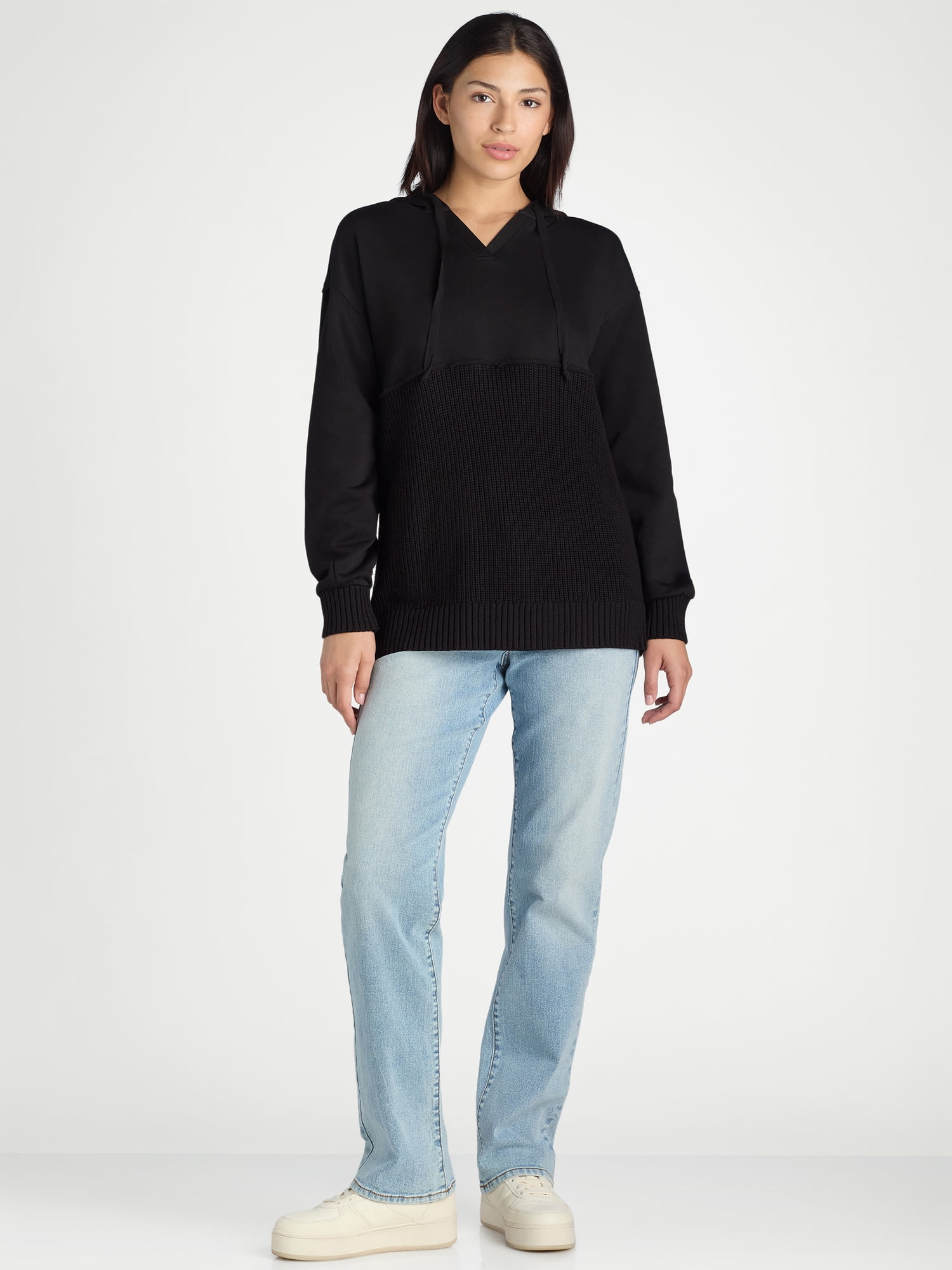 Time And Tru Women's Mixed Media Hoodie, Sizes S-XXXL