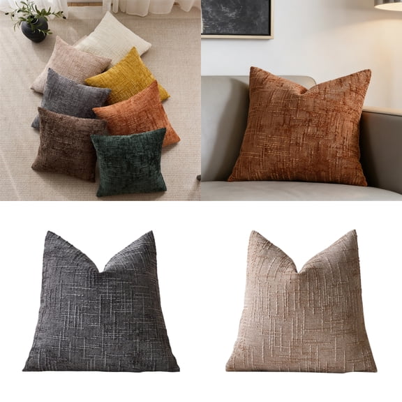 NovaStitch 18x18 Inch Textured Chenille Throw Pillow Cover Modern Decorative Square Cushion Case for Sofa Couch Bed Living Room Farmhouse Home Decor