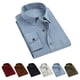 thumbnail image 3 of Camisa de manga larga para hombre Camisa con botones y cuello vuelto de color puro a la moda con bolsillo para citas, 3 of 5