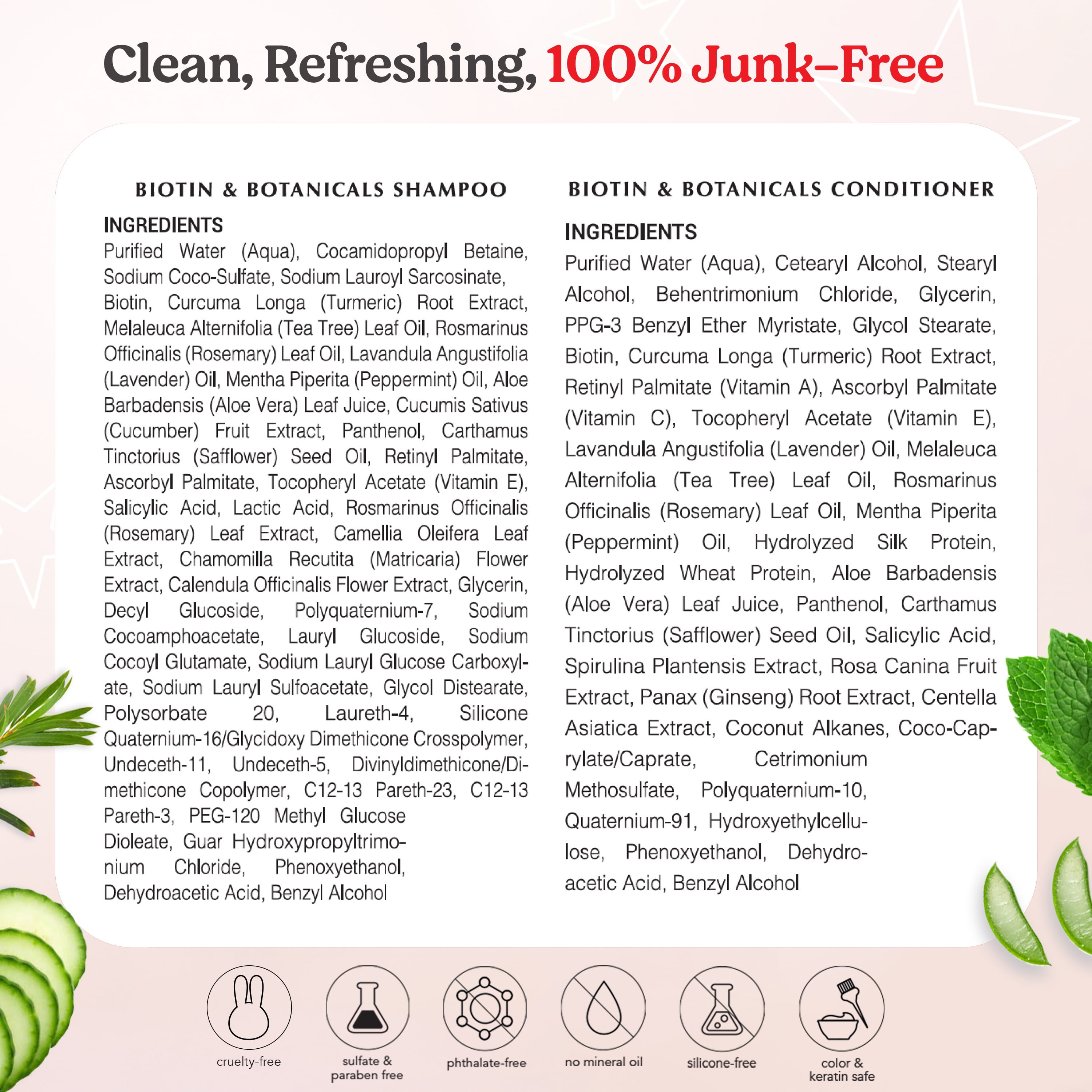 HAIRtamin® Biotin & Botanicals Shampoo & Conditioner Set | Nourishing Duo for Stronger, Thicker-Looking Hair | 7 fl oz