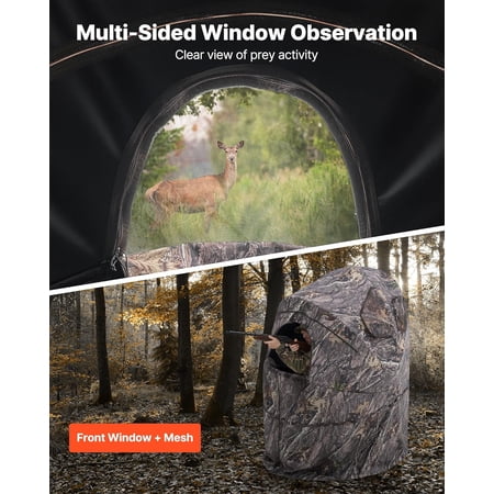 Hunting Blind See Through Ground Blinds with Carrying Bag 360 Degree Portable Camouflage Tent Concealed Shelter for Turkey and Deer